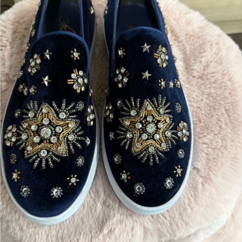 Naughty Monkey Women's Andromeda Sneaker Blue Embellished shoes Sz 8